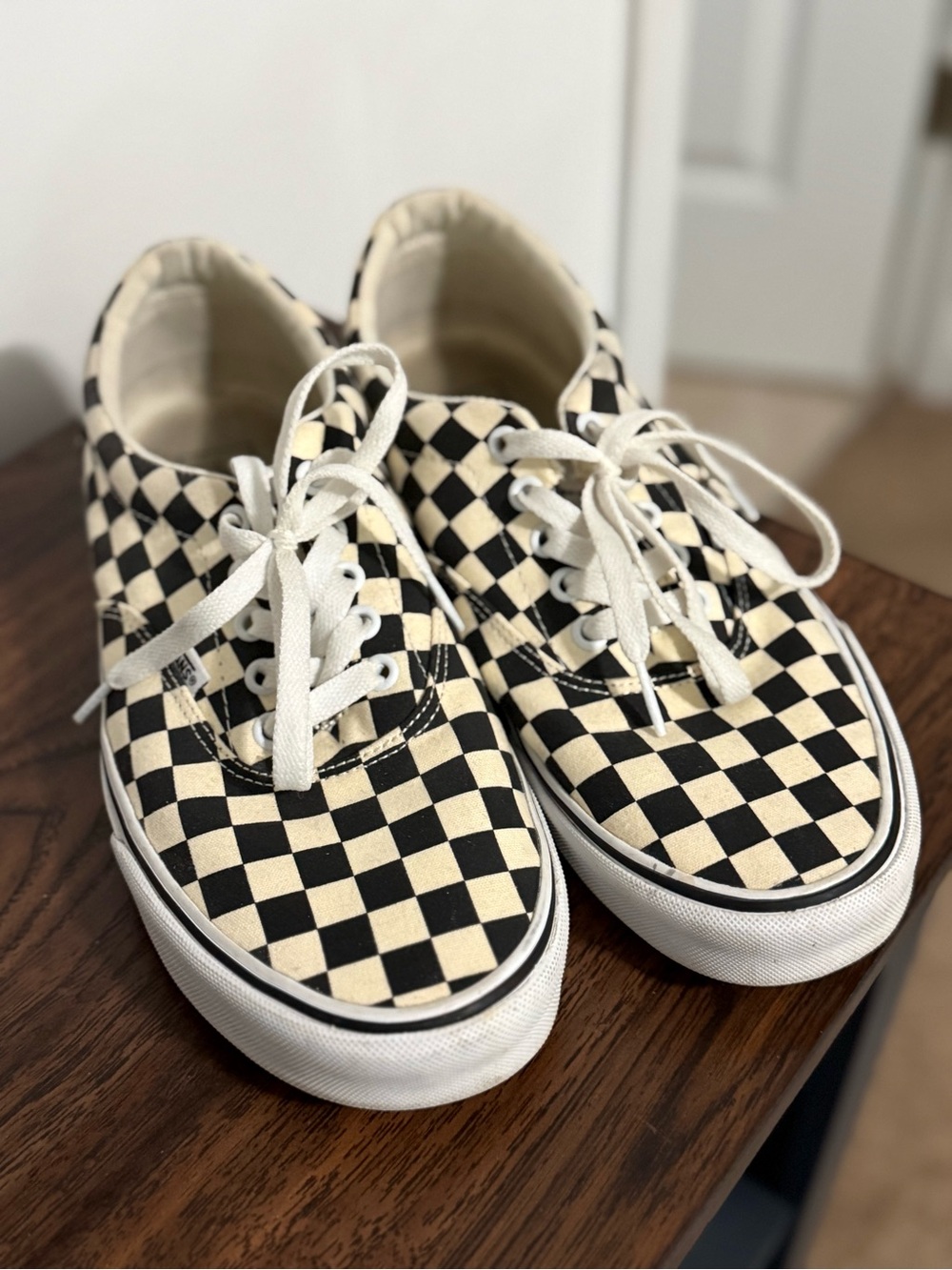 Vans Checkerboard Low-Top Sneakers in Black & Cream